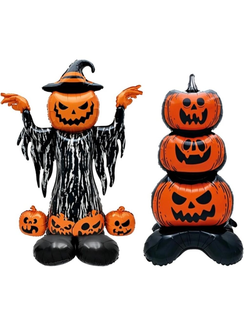 🎃2Pcs Halloween Floor Foil Balloons Spooky Pumpkin Stand Up Aluminum Yard Decor